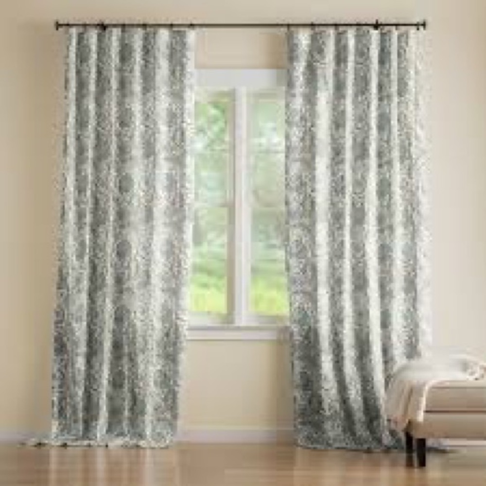 Pottery Barn Elegant Gray and White Curtains